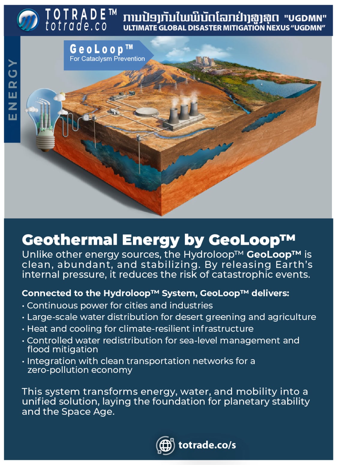 GeoLoop: Gethermal Energy releasing Earth internal  Pressure